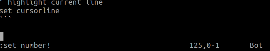 vim unset setting